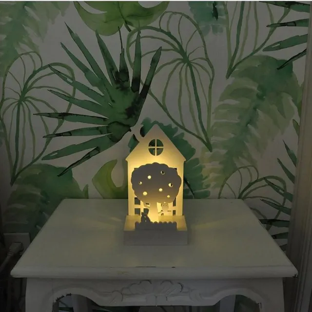 Wunders Houten Huisje Dieren Small Nachtlamp WU3002 Wit