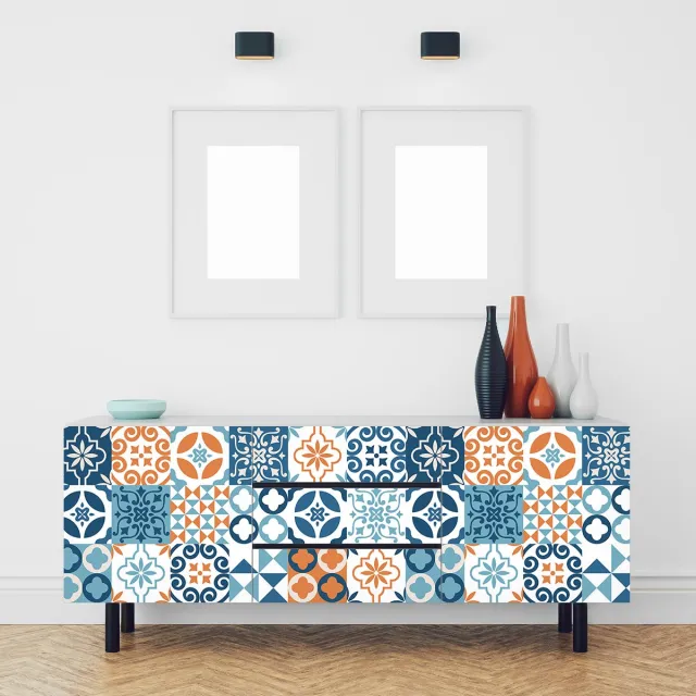 Ambiance Sticker Meubeldecoratiestickers - Zelfklevende stickers voor keuken en woonkamer - 30 Francina meubeltegelstickers - 30 stickers 20x20cm Multi color