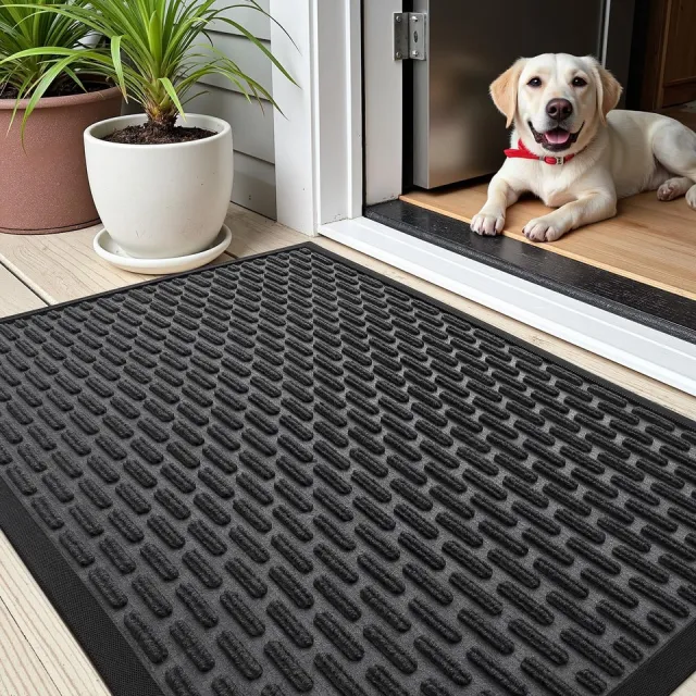 Ibenzoa Absorberende en Antislip Deurmat voor Binnen en Buiten - Wasbaar en Vuilafstotend, 60 x 90 cm, Zwart