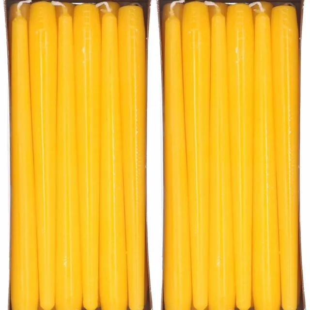 Enlightening Candles 24x Gele dinerkaarsen 25 cm 8 branduren - Geurloze kaarsen geel - Tafelkaarsen/kandelaarkaarsen