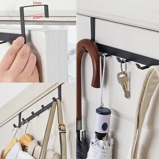 home online Deurkapstok met 5 Deur Haken - Deurhanger Kapstok - Kledingrek - Deur handdoek - Kleding&jassen - Ophangen - Handdoeken - Metaal - Zwart