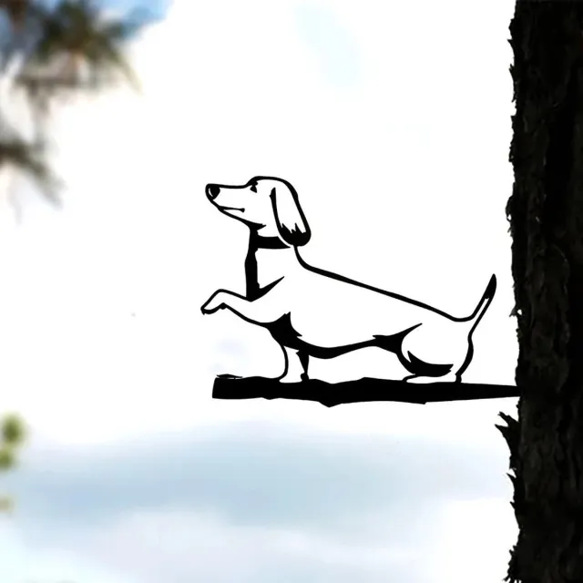 Wondersathome Metalen Boom Prikker - Boom Steker - Teckel- Metaal - Dachshund - Tuin Prikker - Tuin Hanger - Tuindecoratie - Metal Bird - Wiener - Garden Ornament
