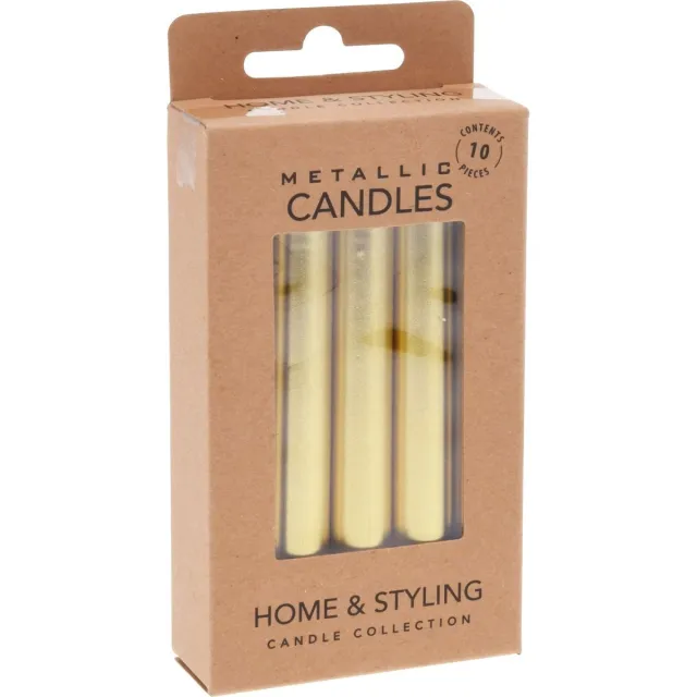 H&S Decoration kerstboomkaarsjes - goud - per 10 stuks - per 3 verpakkingen - kerst - kleine kaarsjes