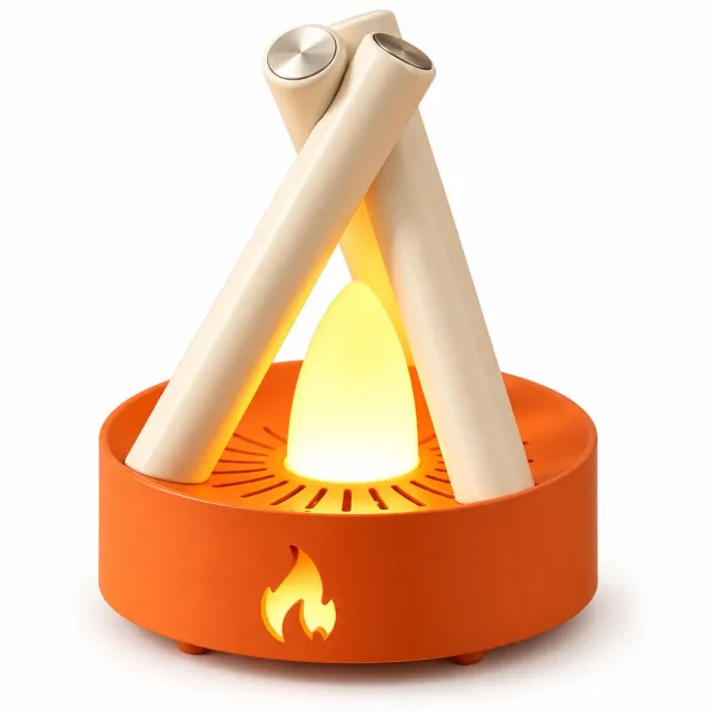 Bobypet Nachtlampje oplaadbaar - Kleine Kampvuur Nachtlamp - Oplaadbare Sfeerlamp met Vlammensimulatie en 5 Witte Ruis Geluiden - Draagbare Slaaphulp en Bedlampje - Voor Slaapkamer en Camping - Wit