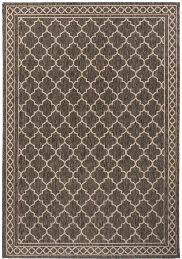 Padiro buitenkleed 80 x 150 cm - crème / offwhite - geometrisch ruiten- en blokkenpatroon - voor binnen en buiten - voor vloerverwarming - van polypropyleen beige