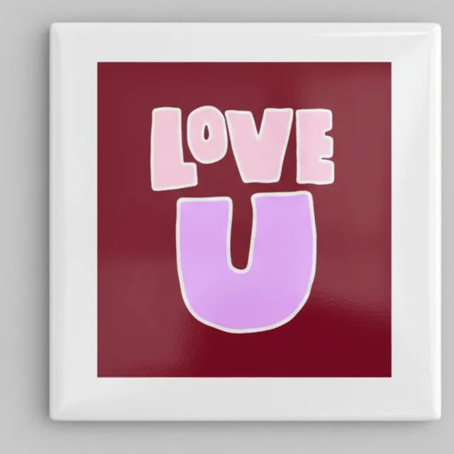 Nevolis “Love U” Romantische Tegel 15×15 cm – Schattig Roze-Rood Keramisch Cadeau voor Valentijn, Jubileum & Woondecoratie Multi Color