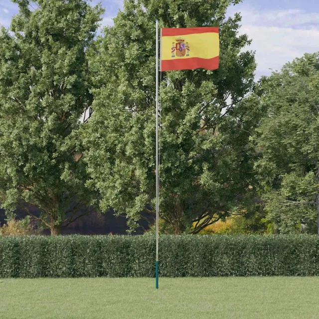 vidaXL Vlag met vlaggenmast Spanje 6,08 m aluminium Zilver