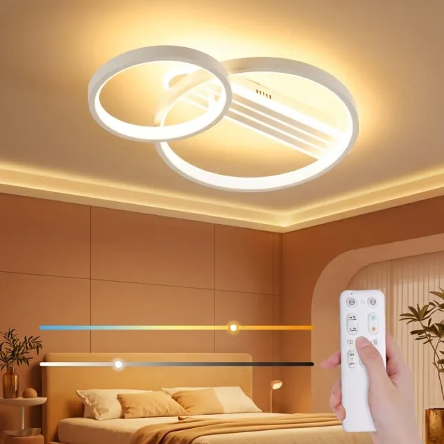 Amdelne LED Plafondlamp - Ceiling Light Wit - 50cm - 36W - 3600 Lumen - Dimbare LED Plafonnière - Met Afstandsbediening - Flikkervrij met Geheugenfunctie & Timer