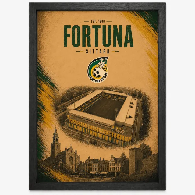 Joshimo Fortuna Sittard Poster | Voetbalposter met Stadion en Stadsgezicht | Inclusief Zwarte A3 Lijst
