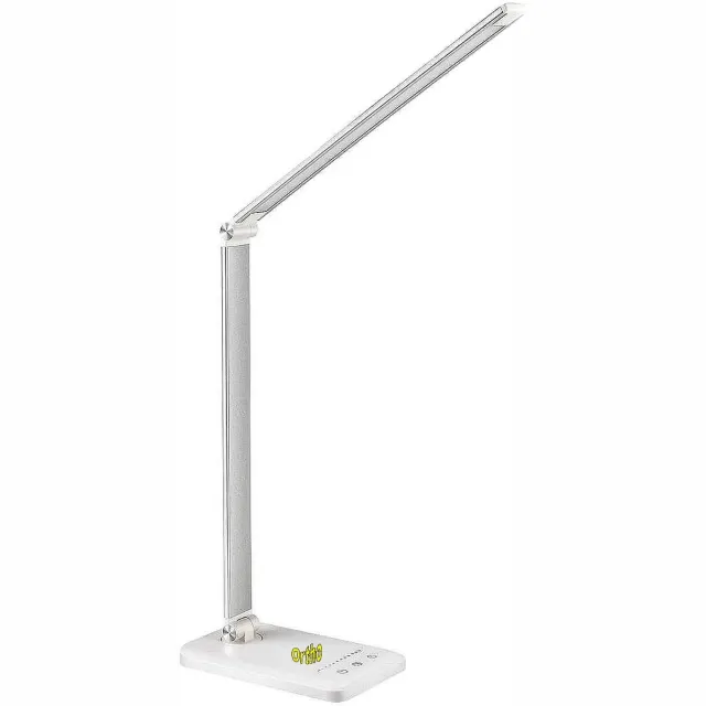 +Ortho Ortho® - Bureaulamp - Bedlamp - Leeslamp - Nachtlamp - LED - Kleur licht, van Warm Wit tot Daglicht - Dimbaar - Qi draadloos opladen - USB oplaadpoort - Zilverkleurig Zilverkleurig met wireless charging