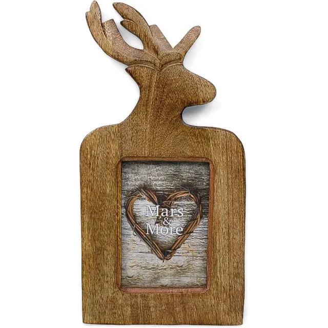 Mars & More fotolijst mango hout hert 15x10cm Bruin