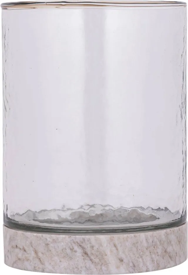 PTMD Keylan Clear Glass Stormlight On Marble Base Transparant