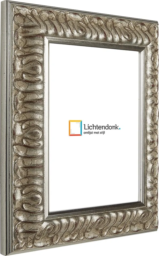 Lichtendonk Fotolijst - Fotokader - Barok Zilver - 4,6 cm breed profiel - Fotomaat 50x50 - Ontspiegeld glas - Art.nr. 10691650501