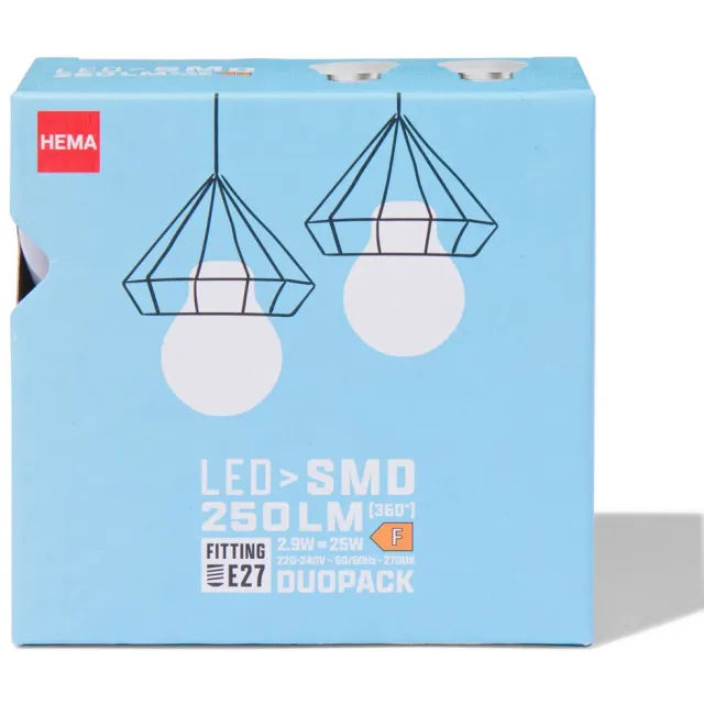 HEMA Led kogel smd E27 1.8W 250lm - 2 stuks