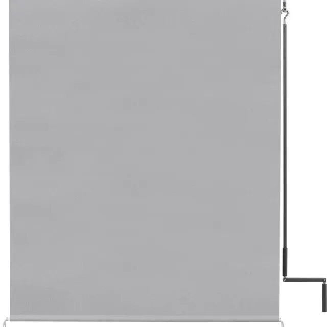 Happyment Rolgordijn met crank - Grijs - 140x140cm - Rolgordijnen verduisterend - Luxaflex - Waterafstotend - Isolerend - Zonder of met boren - Voor balkon