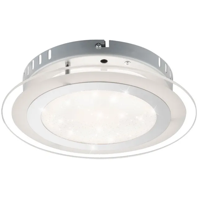 Globo LED plafondlamp sterrenhemel effect slaapkamerlamp chroom, opaal glas, 18W 1250lm warm wit-koud wit, DxH 27x6,5 cm zilver