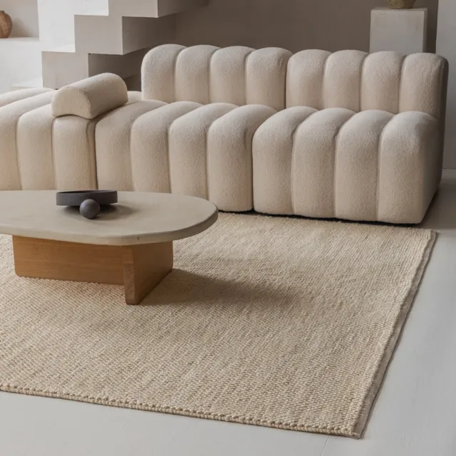 Carpet Studio Mollie Wool Vloerkleed - 140x200 cm - Laagpolig Tapijt Woonkamer en Slaapkamer - Kleed Zand Cream