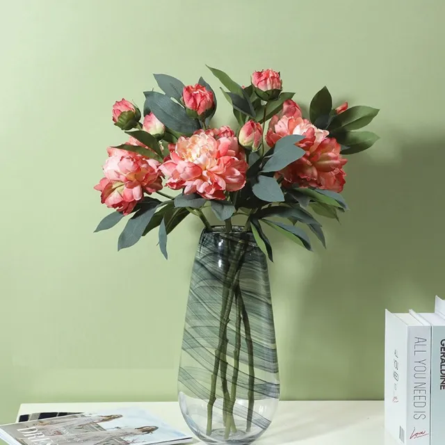 Zijden Boeket Paleis pioen Boeket – 68cm hoog – 6 stelen - doe-het-zelf boeket – DIY – alle kunstbloemen los geleverd – Lente – multi color – Kunstbloemen - nep bloemen - nepbloemen - Lichtroze