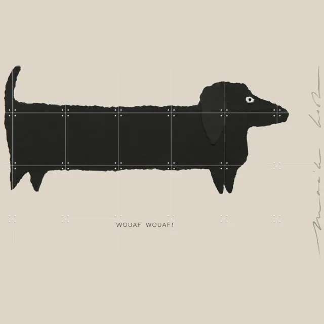 IXXI Le Chien, Maaike Koster & My Deer Art Shop - 140 x 100 cm - Grote wanddecoratie en posters - Speels, Minimalisme, Cartoonesk, Illustraties Zwart en wit / Zwart / Monochroom / Wit