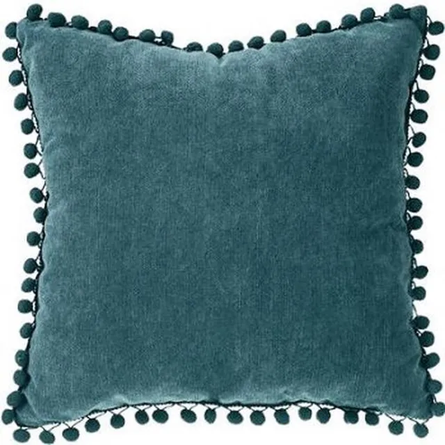 Atmosphera Créateur d'intérieur® Sierkussen - Kussen Pompons - Kussen Pompons Blauw