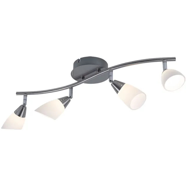 ESTO LED plafondlamp Spot strip woonkamerverlichting Plafondlamp, met verstelbare spots, 4x 3W 4x 240lm 3000K, LxH 60 x 13 cm zilver