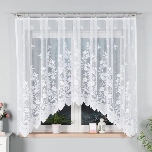 Markizeta LUDWIKA - Kant-en-klare Jacquard Gordijn - 310x160 cm - Witte Kleur - Bloemmotief