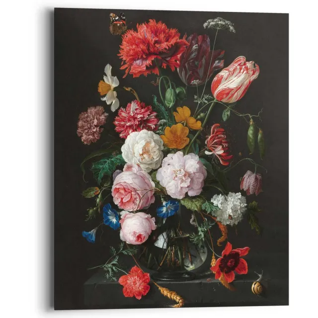 REINDERS Schilderij De Heem Stilleven met bloemen - 50 x 40 - Hout - REINDERS