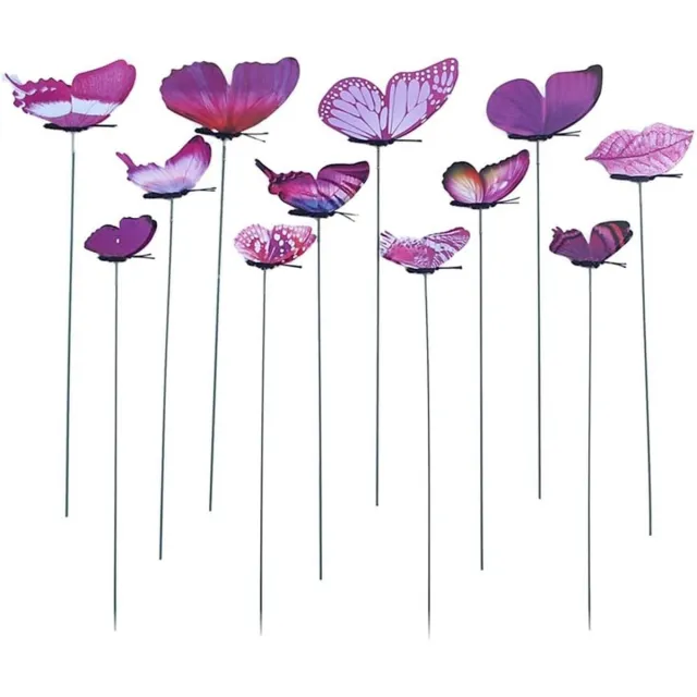 Daity Een verpakking van 12 kleurrijke - vlindervormige plantenpotjes - geschikt voor decoratie van bloempotten op het terras of in de tuin (paars).
