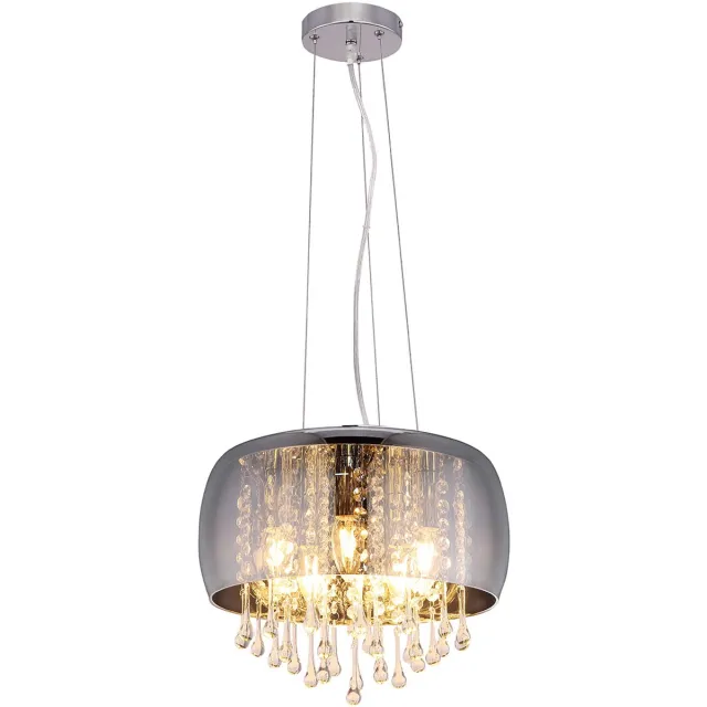 Globo Hanglamp - chroom - Kalla - metaal smoke glas - Ø 35cm - E14 - 15809H - Globo