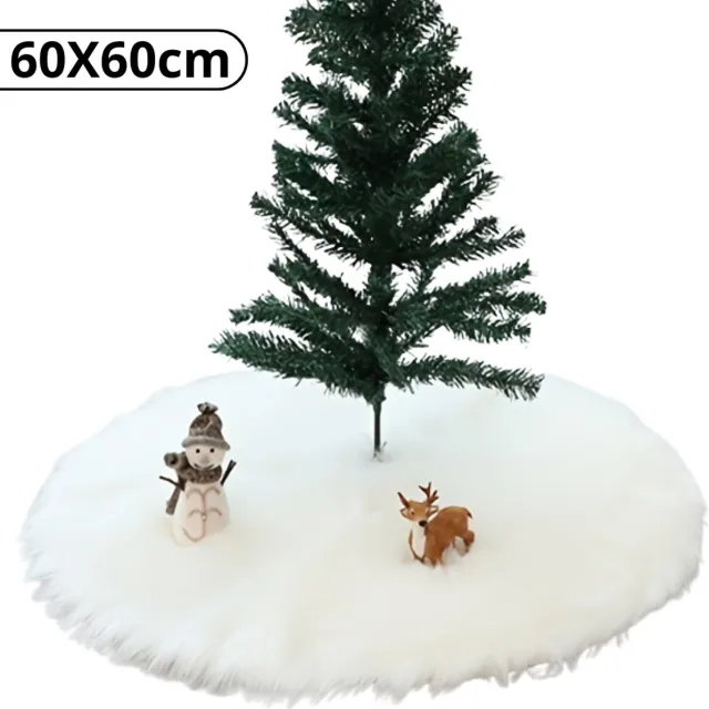 Nivard Kerstboom Mand - Kerstboomrok Voor Kunstboom - Kerstboomrok - Kerstboomkleed - Kerstkleed - Kerstboomring - Kerstrok - Kerstboomdeken - Rond 60cm wit