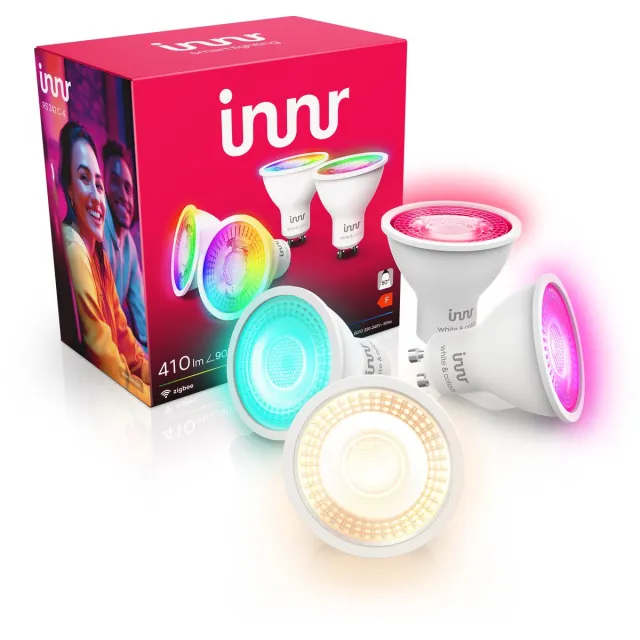 innr smart GU10 lamp - Zigbee - geschikt voor Philips Hue - LED spot - wit en gekleurd licht - slimme lamp - ledlamp dimbaar - 410 lumen - 4 pack