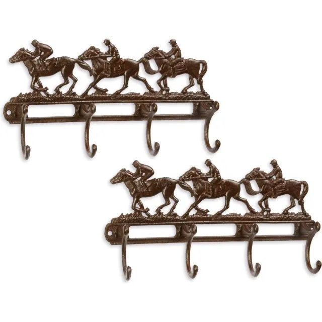 MadDeco Kapstok - jockey - paard - set van 2 - gietijzer zie afbeelding