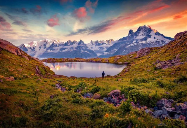 Vgdesign Bergmeer bij zonsondergang 70x50 tuinposter banner VGDesign onbekend