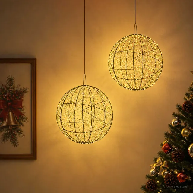 vidaXL Kerst Finial Licht 2 st 1900 LED's Warmwit Diameter 60 x 63 cm