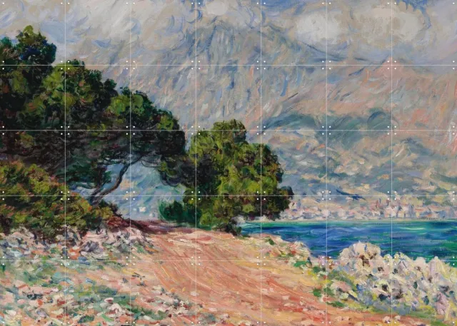 IXXI Cap Martin, Near Menton, Claude Monet & Museum of Fine Arts Boston - 140 x 100 cm - Grote wanddecoratie en posters - Schilderijen blauw / groen