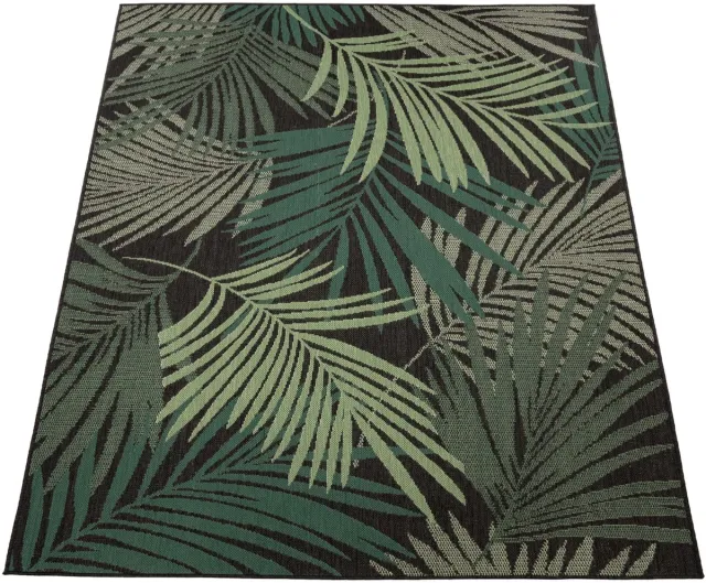 flycarpets Binnen en Buitenkleed Ostivia - Gebloemd - Zwart