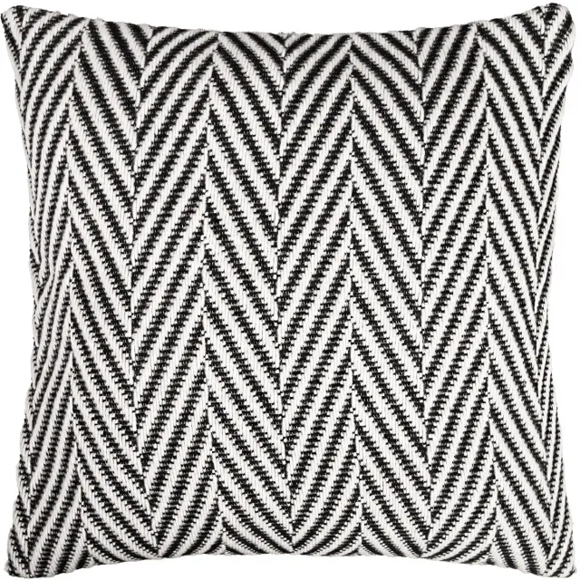 QUVIO Sierkussenhoes visgraat - Sierkussen - Kussenhoes - Kussens woonkamer - Sierkussenhoes 45x45 - Zonder vulling - Geweven - Wol - 45x45 cm - Wit - Zwart Wit, zwart