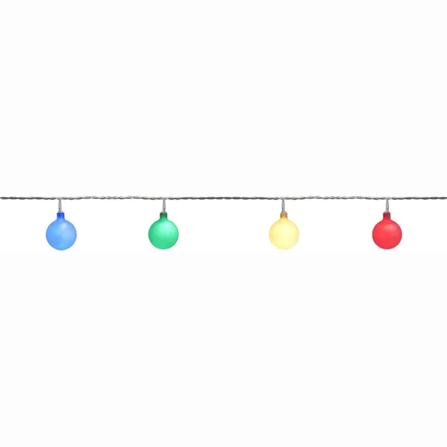 Anna's Collection Lichtsnoer - 2x - gekleurde bollen - LED lampjes - tuin buiten - 10 meter - party lights - feestverlichting
