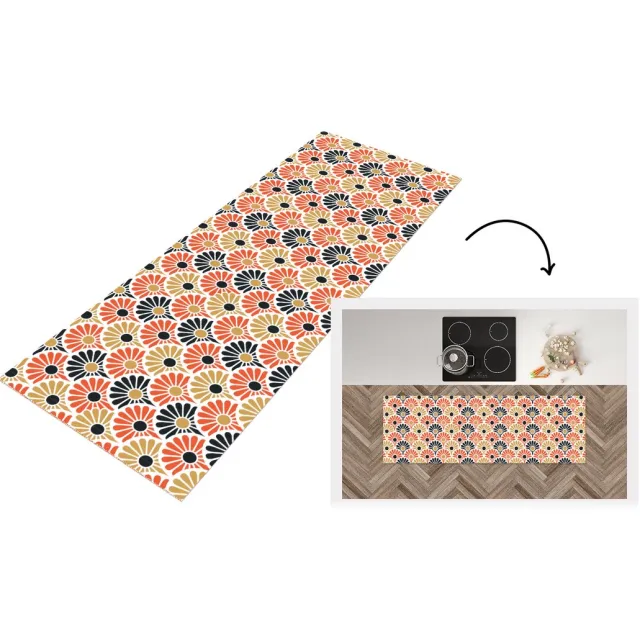 KitchenYeah Keukenloper 150x50 cm - Keukenmat vinyl Bloemen - Japan - Patronen - Keukenmatten loper - Keuken vloerkleed tapijt