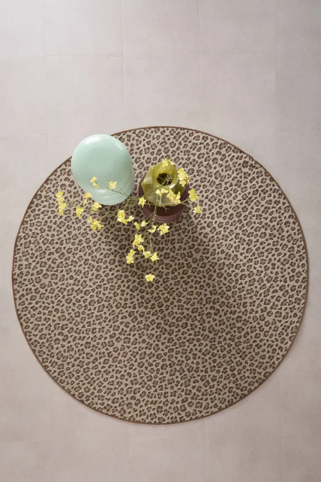 NOUS Living binnen- en buitenvloerkleed rond panterprint (Ø200 cm) bruin/zand, foto 2