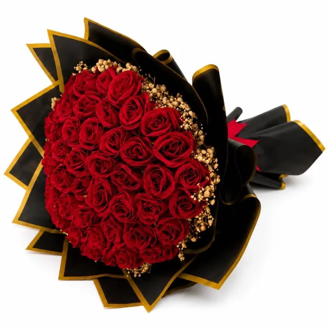 Likado Gifts & Flowers Luxe Rood Kunstrozenboeket met Gipskruid – Zwarte & Gouden Geschenkverpakking – Voor Alle Gelegenheden