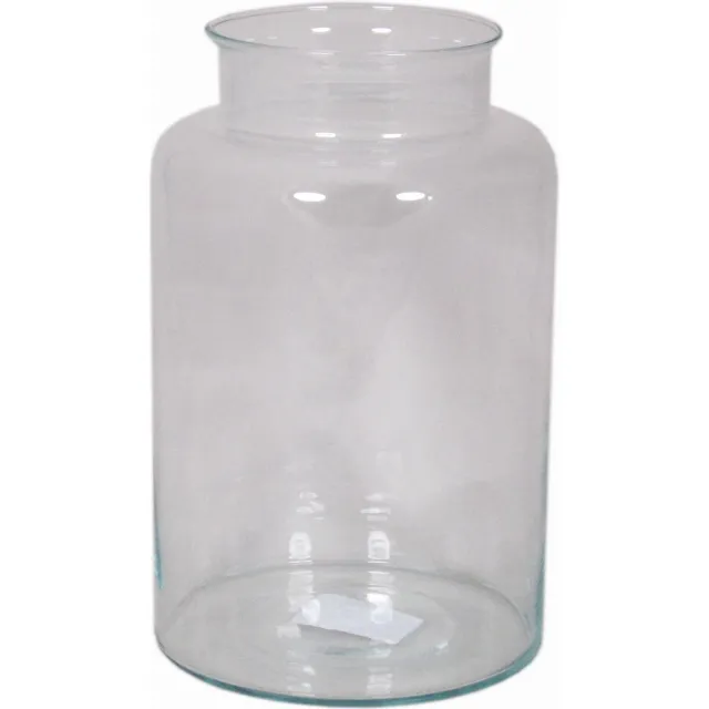 Floran Vaas melkbus - smalle hals - glas - transparant - 19 x 35 cm - Bloemenvazen