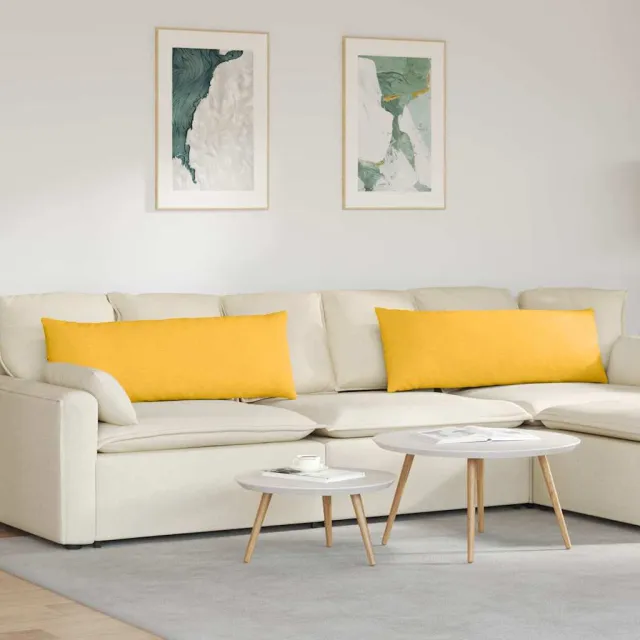 vidaXL Sofa Kussens 2 stuks Lichtgeel 120 x 40 cm Cordstof