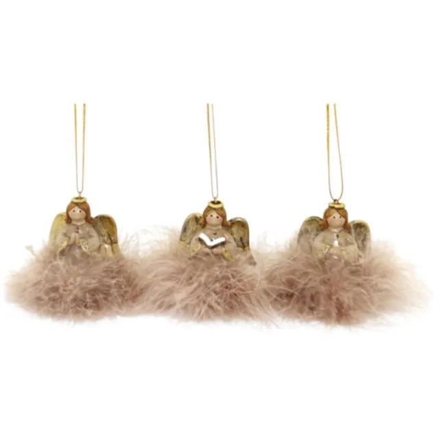 Home Society Ornament - Angel - Ester - Beige met Goud - 3 Stuks beige met goud ester