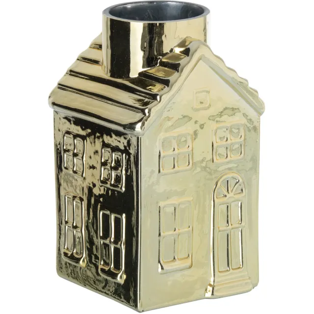 J-Line vaas Huis - glas - goud - small