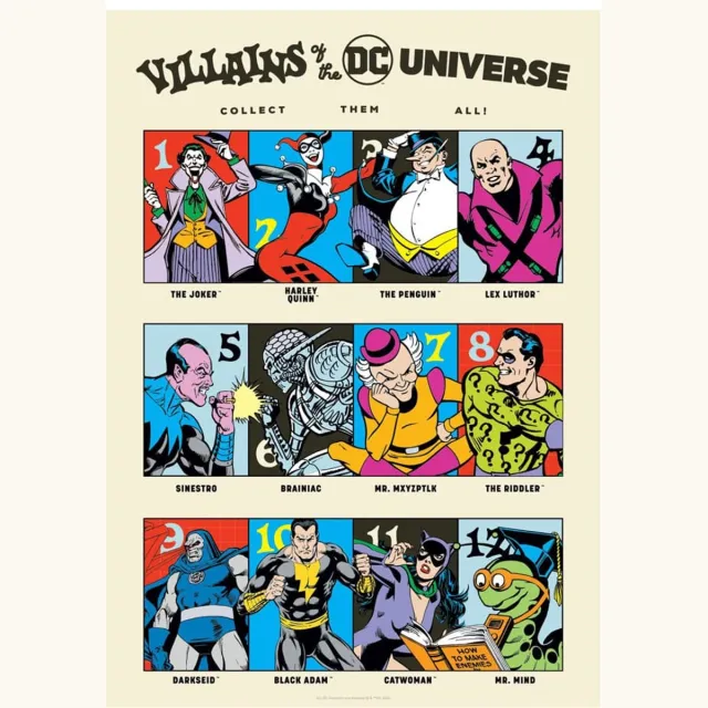 FaNaTtik DC Comis Art Print 90th Anniversary Villains Limited Edition 42 x 30 cm Poster & Wallscrolls Multi