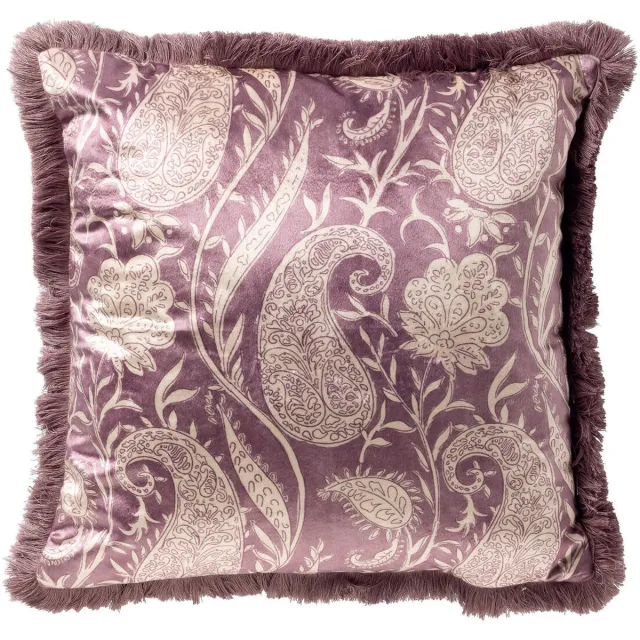 Dutch Decor RAVIE - sierkussen 45x45 cm - paisley - fringe - Dusky Orchid - paars - Inclusief binnenkussen - Luxe kussens voor woonkamer & bank Licht paars