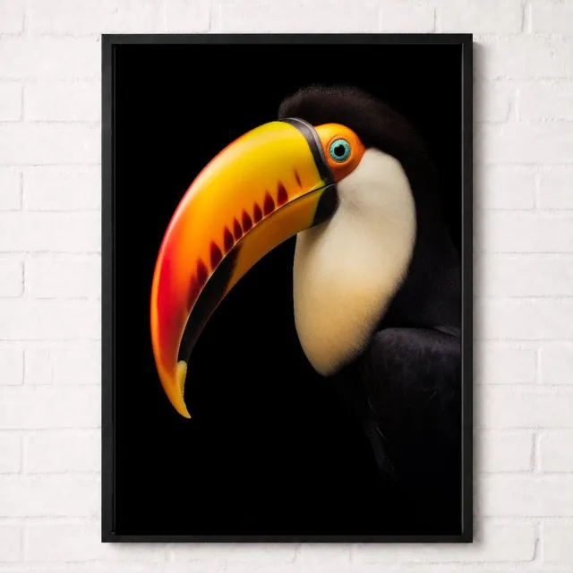 Kleurmedia Toekan Poster - Vogelportretten Collectie - Dieren Posters - A2+ 43,2 x 61 cm Zwart