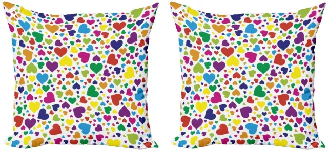 ABAKUHAUS Liefde Kussenhoes – 2x40x40 cm – Dubbelzijdige druk – Microvezel multicolor Mehrfarbig