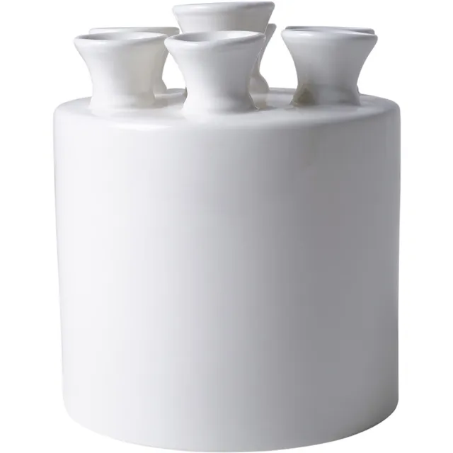 Heinen Delfts Blauw Tulpenvaas cilinder - Wit - Keramiek - 16 cm